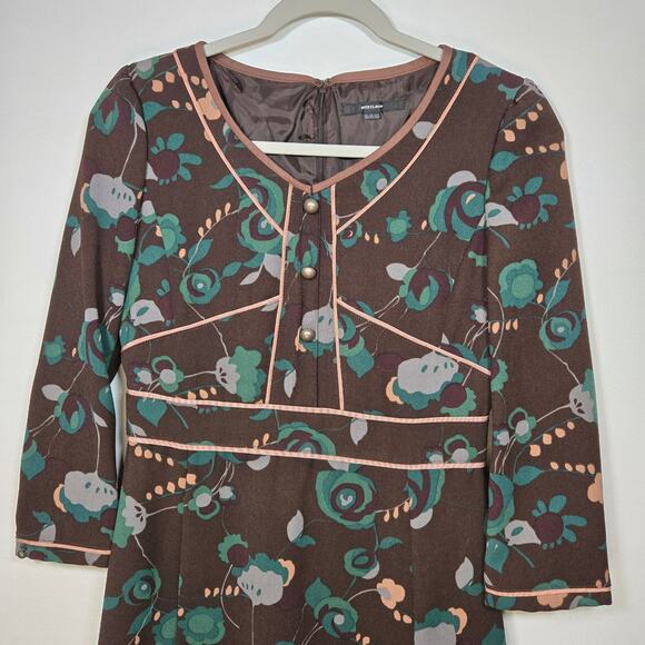 Nice Claup Women's Brown Floral A Line Dress. Size Medium - Picture 2 of 9